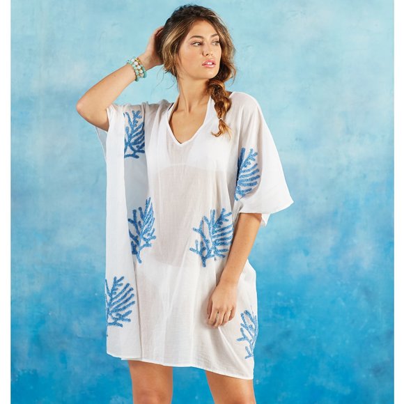 Mud Pie Blue Coral Elsa Boucle Cover Up 